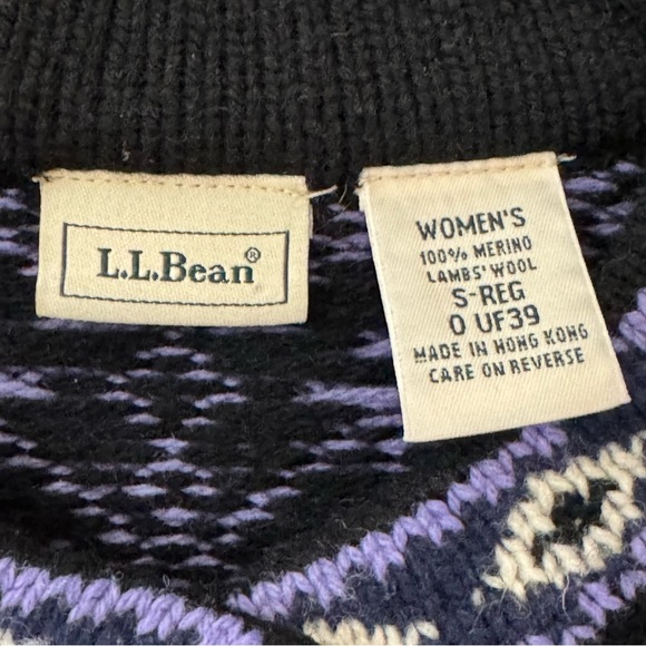 Vintage L.L. Bean 100% Lambs Wool Cardigan Sweater Purple Metal Button Up Size S - Picture 6 of 7